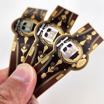 Logo personalizzato stampato in oro con timbro a caldo adesivo in rilievo Adesivi autoadesivi Anelli di sigaro Etichette