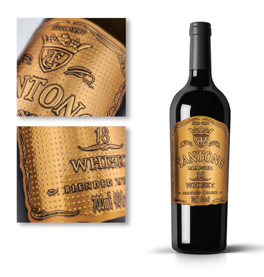 comprare Etichette in oro 3D per bottiglie, adesivi metallici in incisione, etichette metalliche per vini, impermeabili e ecologici online manufacture