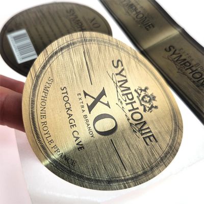 Imballaggio di bottiglie di vino rosso di alta gamma Adesivo in vinile con etichetta bronzata per succo di whisky