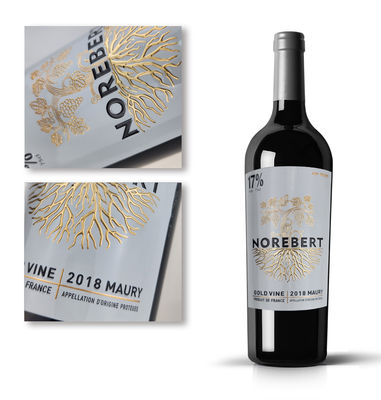 Adesivi personalizzati sagomati autoadesivi per bottiglie di vino con superficie UV spot e stampa personalizzata