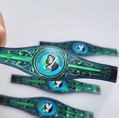 Anello per sigaro personalizzato OEM Premium in vinile impermeabile stampato con UV spot e stampa in rilievo, branding personale di alta qualità, adesivo per etichetta per sigaro impermeabile