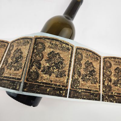 Buon prezzo Etichette per bottiglie di whisky personalizzate di texture di quercia riciclata Etichette adesive piccole in linea