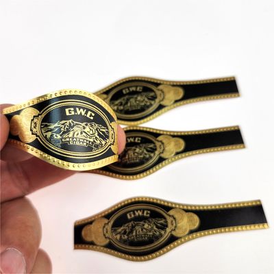 Buon prezzo Black Gold Custom Cigar Band Sticker per la stampa di sigarette in linea