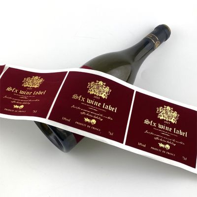 Buon prezzo Etichette di bottiglia di vino di velluto rosso in argento in rilievo etichetta privata vino per bottiglie di vetro in linea