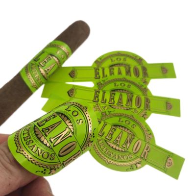 Buon prezzo Green Luxury Cigar Band stampa adesivi personalizzati per imballaggi in linea