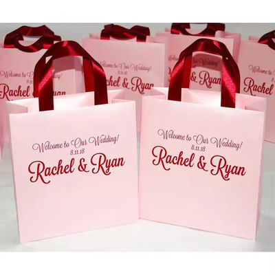 Buon prezzo Sacchetti regalo rosa personalizzati per le vacanze Effetto 3D Kraft Sacchetti da shopping Logo personalizzato in linea