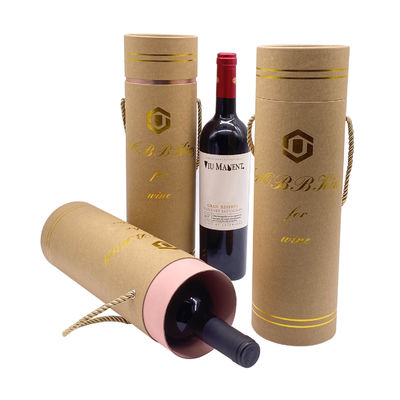 Buon prezzo Confezionamento con cartone in foglio d'oro Confezionamento con tubo di vino con logo personalizzato in linea