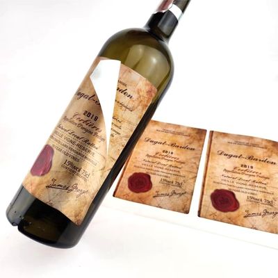 Buon prezzo Etichetta di bottiglia di vino rosso su misura Adesivo impermeabile Logo privato Marchio prodotto Imballaggio Etichetta stampa in linea
