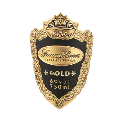 Buon prezzo Logo personalizzato Bottiglie di lusso Metal Aluminico Etichetta del vino Adesivo con disegno in rilievo in linea