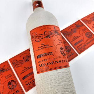 Buon prezzo Etichette di champagne personalizzate Logo di foglio d'oro Regalo Festa di nozze Vino rosso Imballaggio Etichette in pelle Adesivo in linea
