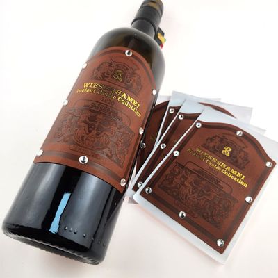 Buon prezzo Adesivo in pelle personalizzato autoadesivo stampa imballaggio adesivi etichette di bottiglie di vino rosso stampate in linea