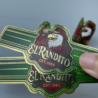 Buon prezzo Custom Embossed Cigar Ring Paper Sticker Gold Foil Art Cigar Band with Adhesive Personalized Label for Cigars Label Printing Custom Sticker in linea