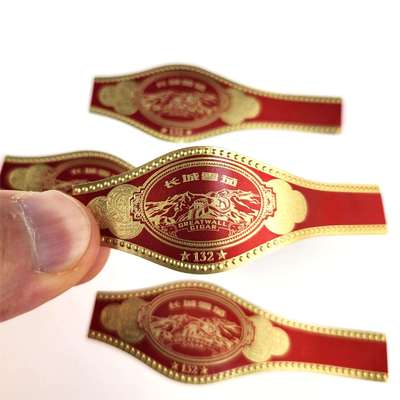 Buon prezzo Custom Round Rectangular Oval Cigar Band Label with Gold Foil Stamping and Embossed Design in linea