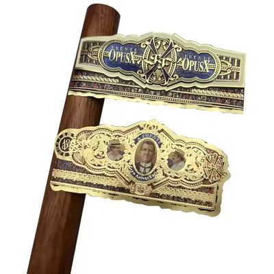 Buon prezzo ISO9001 Certified Waterproof Eco-friendly Cigar Label Adhesive Sticker with Gold Foil 3D Embossed Customized Shape in linea